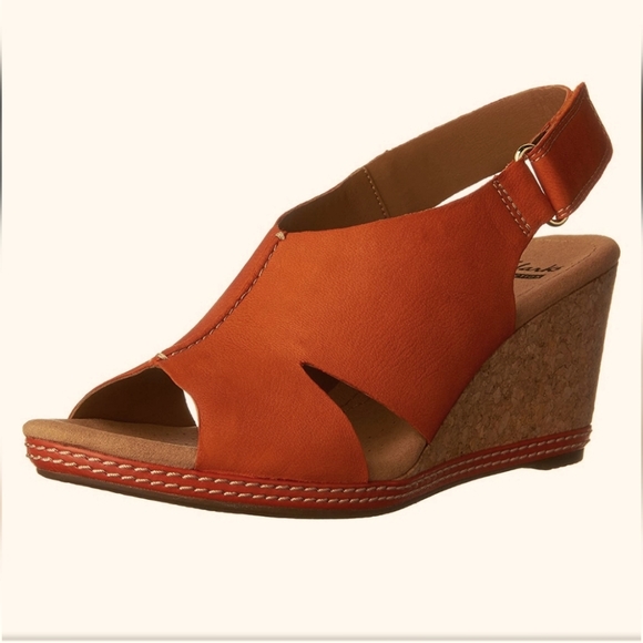Clarks Shoes - Clarks Helio Float Wedge Sandals, Size 10M